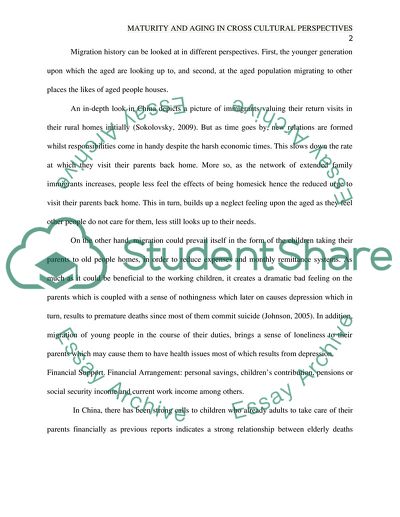 Maturity and Aging in Cross-Cultural Perspectives Book Report
