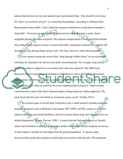 Drug Testing for Welfare Recipients is Illegal and Unnecessary