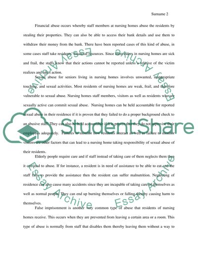 Abuse of the Elderly in Nursing Homes