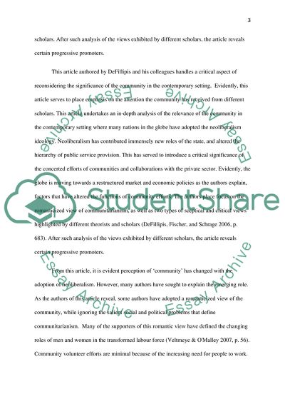 Neighbourhoods and Community Comparative Studies