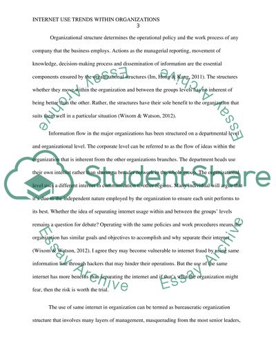 Internet Use Trends Within Organizations