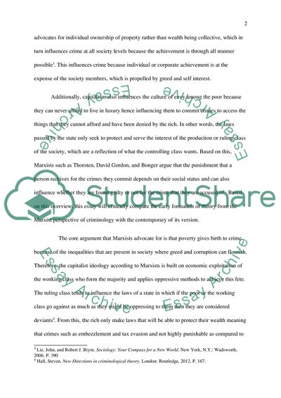 Marxist Perspective of Criminology: Comparison of Early Formation of Theory with the Contemporary Version