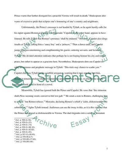 Pride and Honour in William Shakespeares Romeo and Juliet