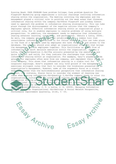 Managing Information Sharing Within an Organizational Setting