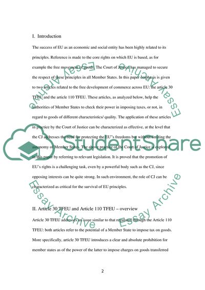 The Interpretation of Article 30 TFEU and Article 110 TFEU by the Court of Justice