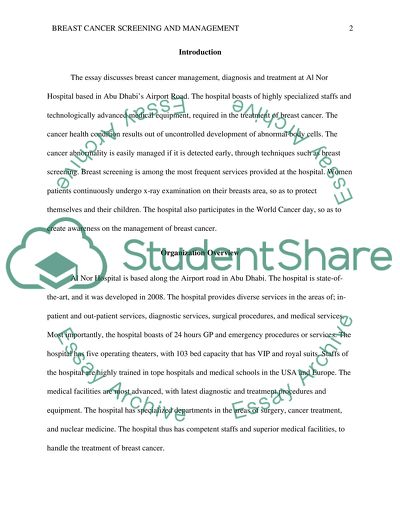 Breast Cancer Screening and Management in AL Noor Hospital