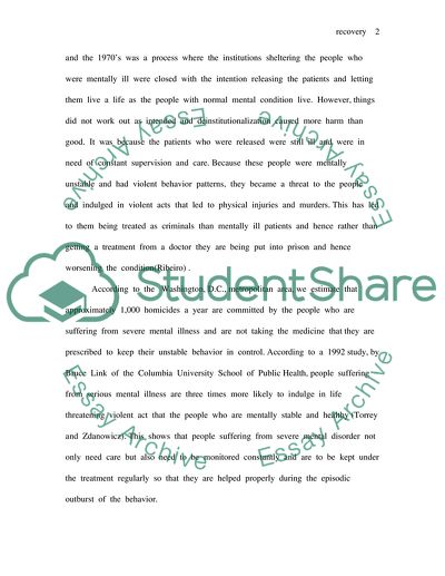 Mental Health and Recovery