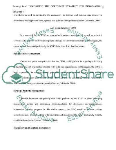 Developing the Corporate Strategy for Information Security