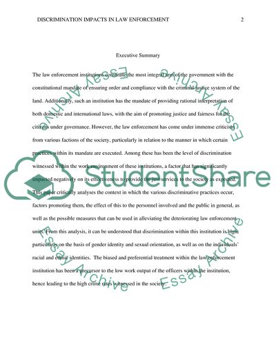 Discrimination Impacts and Consequences in the Law Enforcement Work Environment