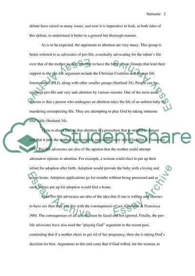 Abortion: two sides of a problem