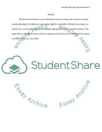 Security Planning and Assessment - terrorism