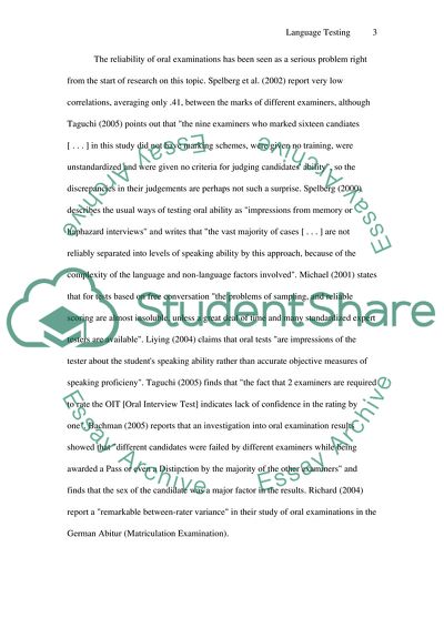 Analysis of Language Testing