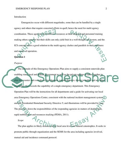 An Emergency Response Plan for a Local Town