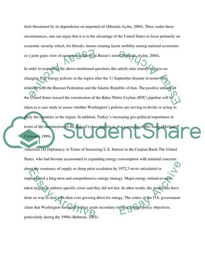 American Policies Towards the Caspian Sea and The Baku-Tbilisi-Ceyhan Pipeline