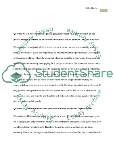 Economics Policy Public Goods