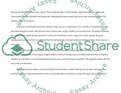 Translating Strategic plans into Operational Plans