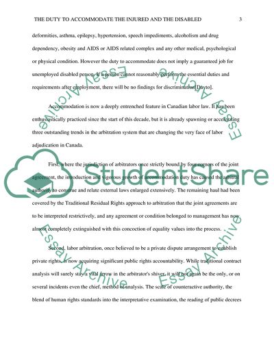 The duty to accommodate the injured and the disabled employees