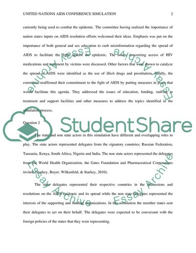 United Nations AIDS Conference Simulation