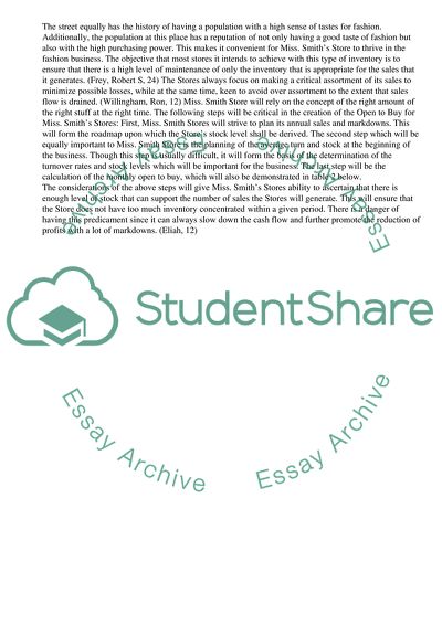 Miss. Smiths Stores Open- to- Buy Project