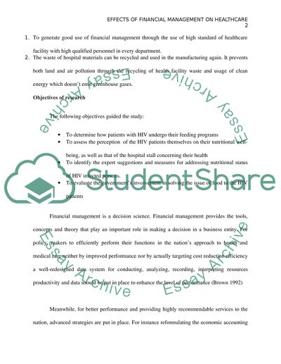 Effect of Financial Management on HIV/AIDs Patients