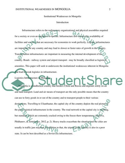 Institutional Weaknesses in Mongolia