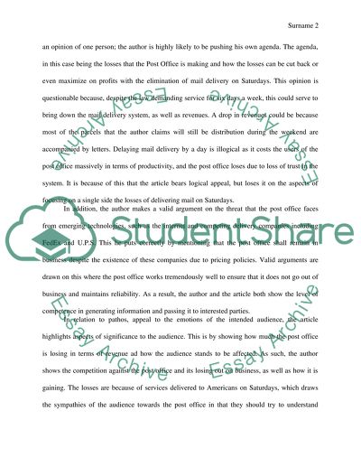 Argument Analysis/Critical Response Paper