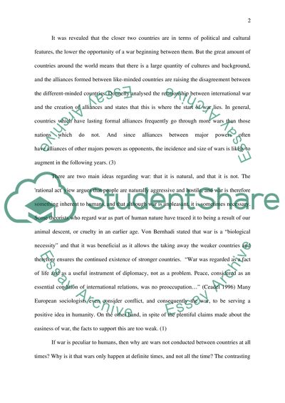 Is war an inevitable feature of international politics