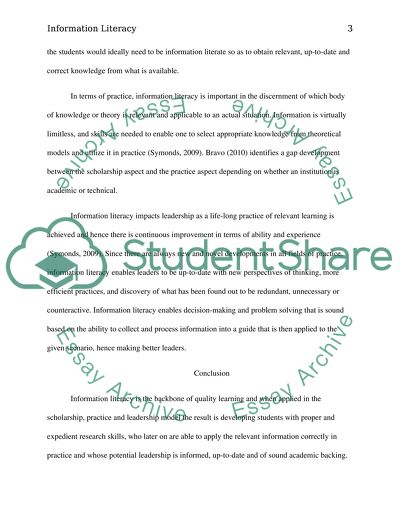 How does information literacy influence scholarship, practice, and leadership