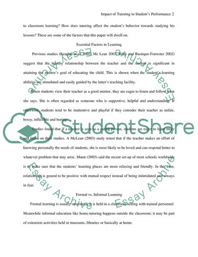 Effect of Tutoring on Student Performance