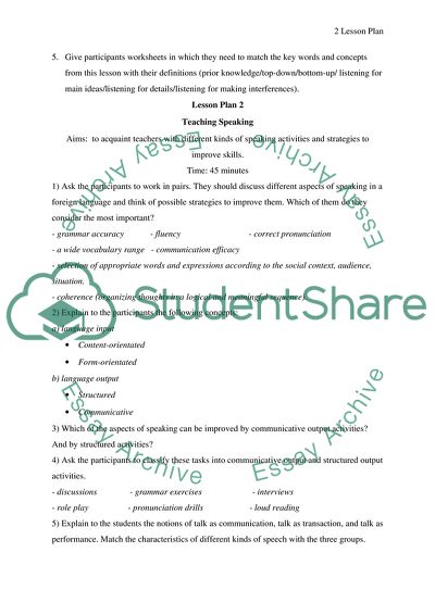 Lesson Plan: Teaching Listening