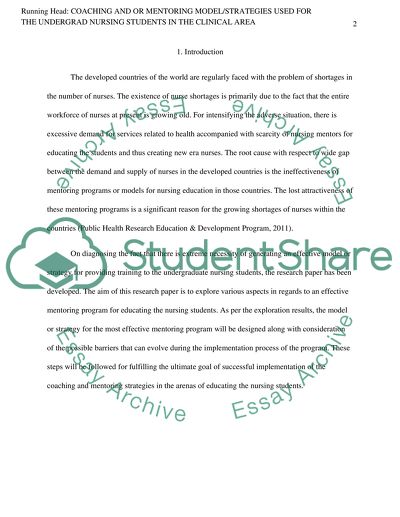Coaching and or Mentoring Model/Strategies used for the Undergrad Nursing Students in the Clinical Area