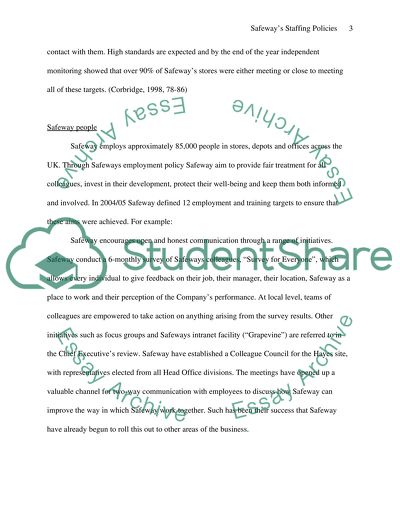 Employee Re-sourcing & Development of Safeway Company