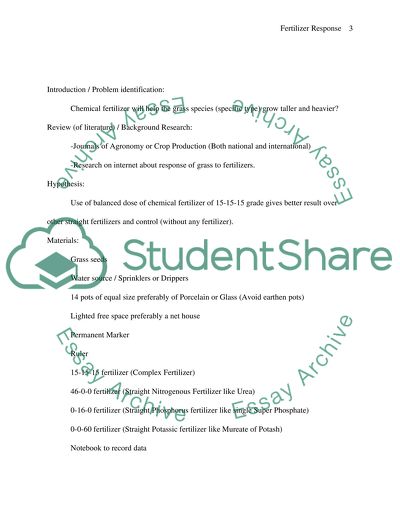 Response of Grass to Chemical Fertilizers