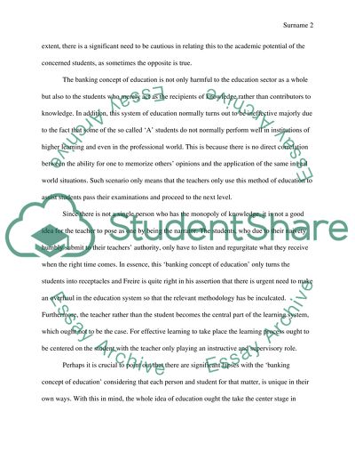 Feedback from the Banking Concept of Education by Paulo Freire