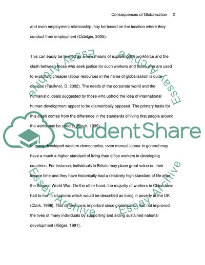 Consequences of Globalisation