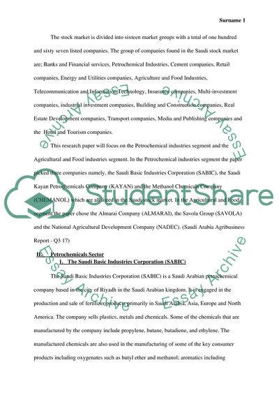 The Agricultural and Petrochemical Improvement in Saudi Stock Market