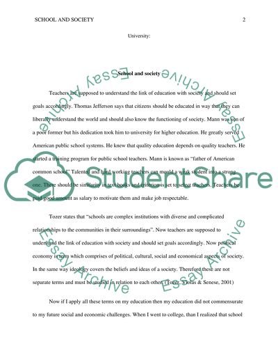 School and Sociaty Research Paper