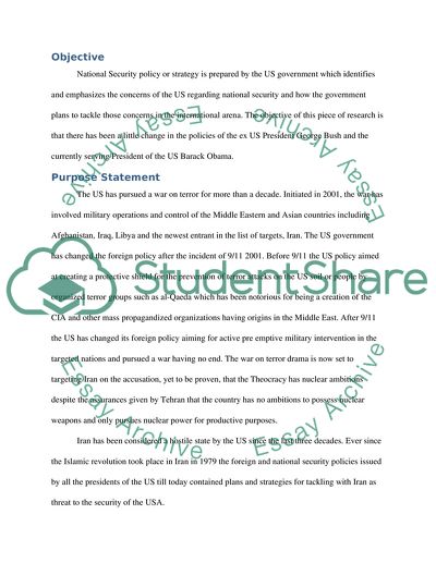 Changes in National Security Policy with Iran in the Bush and Obama Administration