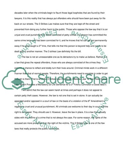 Position paper why i agree with the 3 strikes your out law