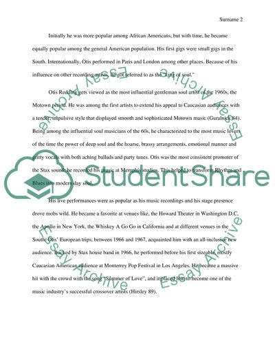 Otis Reddings Musical Lifestory