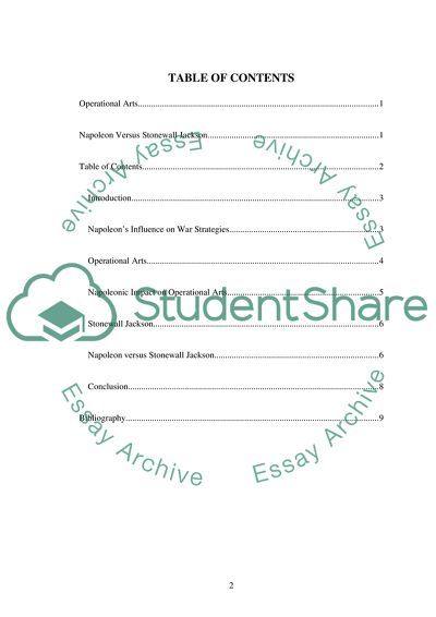Operational Arts Napoleon versus Stonewall Jackson