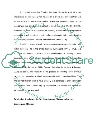 Creatively and play with in early year curriculm