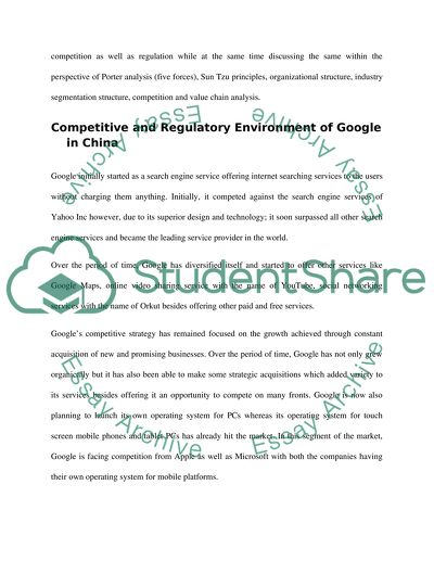 Competitive and Regulatory Environment of Google in China