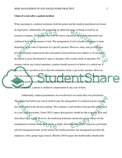 Risk management in advanced nurse practice