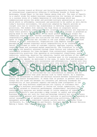 Pepsios Ethical And Socially Responsibility