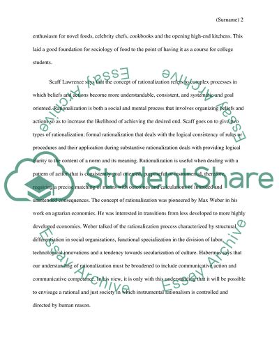 The Sociology of Food