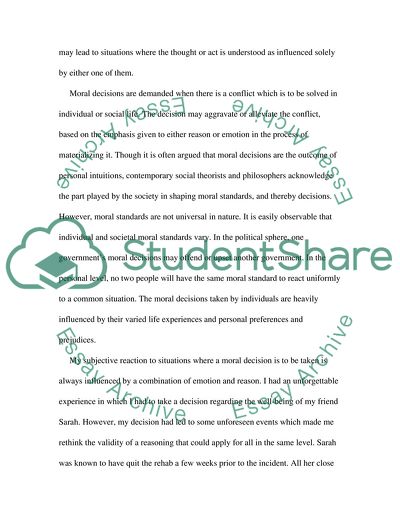 Are Reason and Emotions Equally Necessary in Justifying a Moral Decision