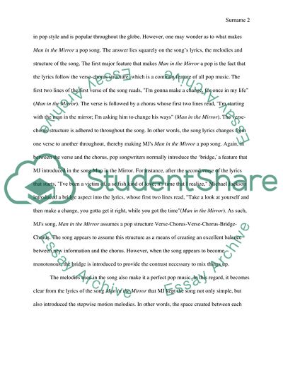 Analysis of the Song Man in the Mirror by Michael Jackson