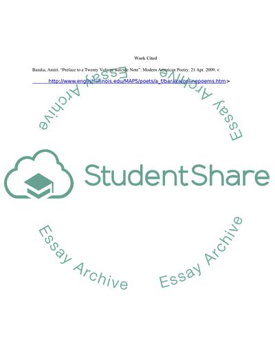 Preface to a Twenty Volume Suicide Note by Amiri Baraka