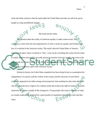 The American Cultural Myth, America - the Land of Freedom and Equality